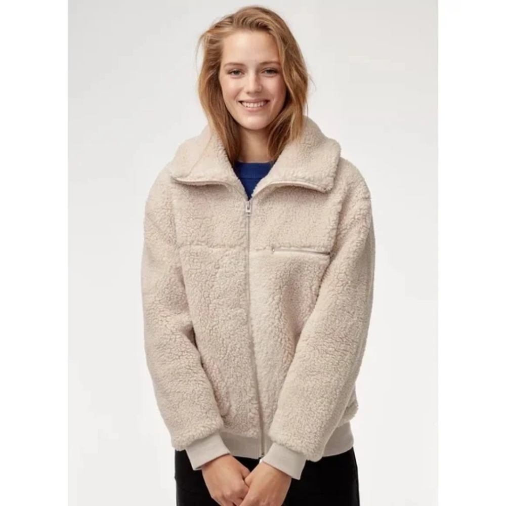 Wilfred Cream Sherpa Zip-Up Jacket